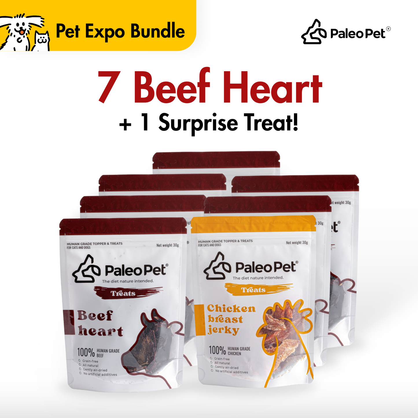 paleo pet expo bundle 7 beef heart plus 1