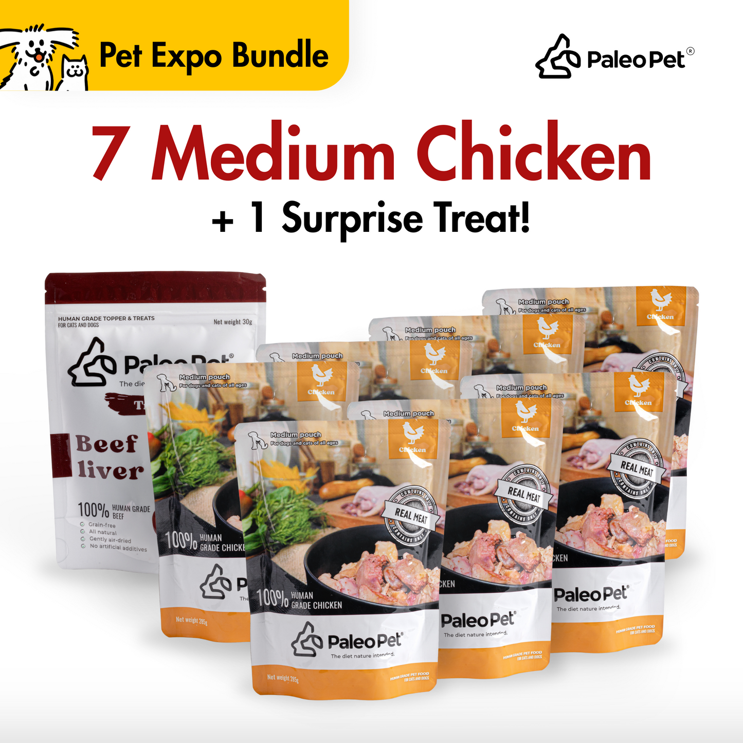 paleo pet expo bundle 7 medium chicken plus 1