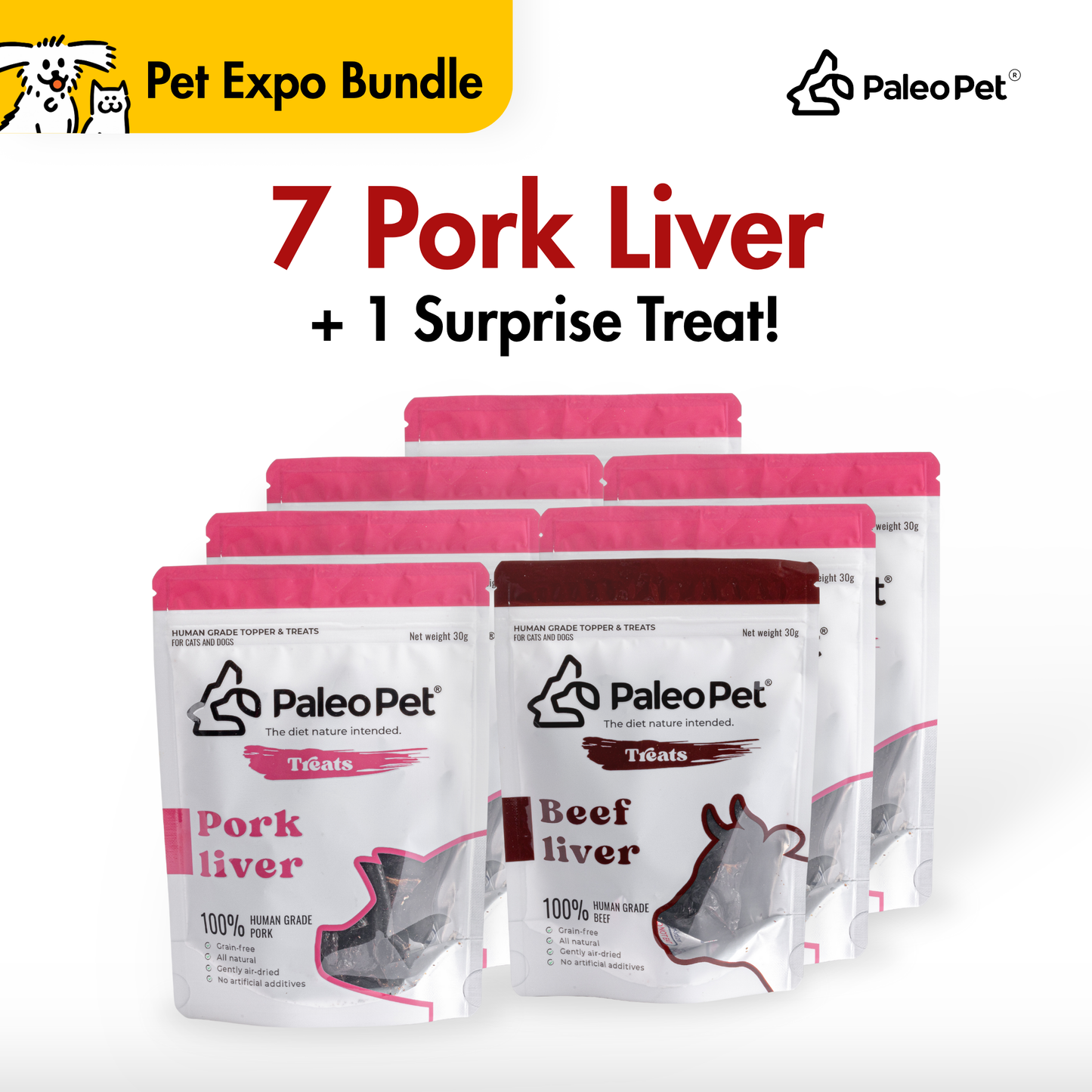 paleo pet expo bundle 7 pork liver plus 1
