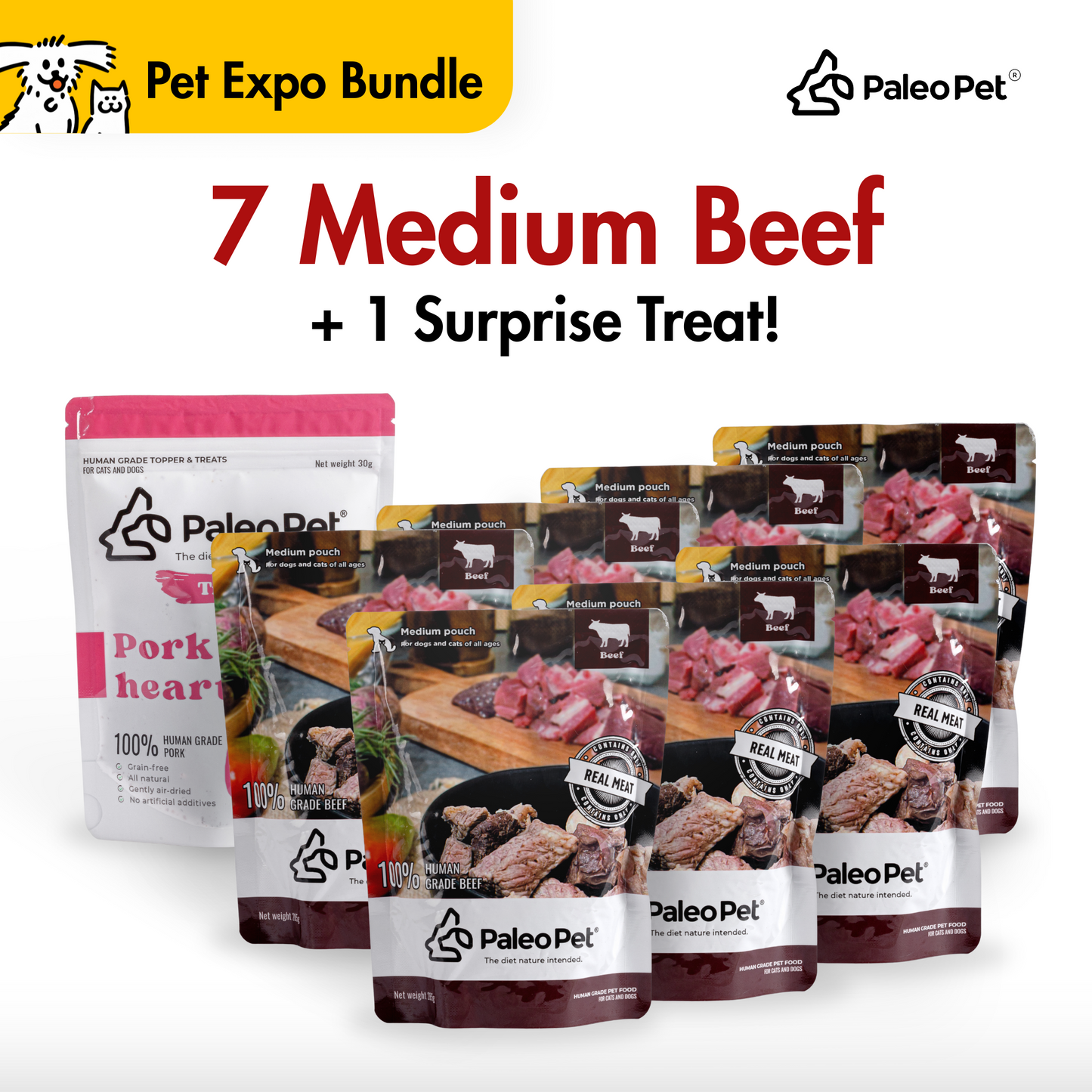 paleo pet expo bundle 7 medium beef plus 1