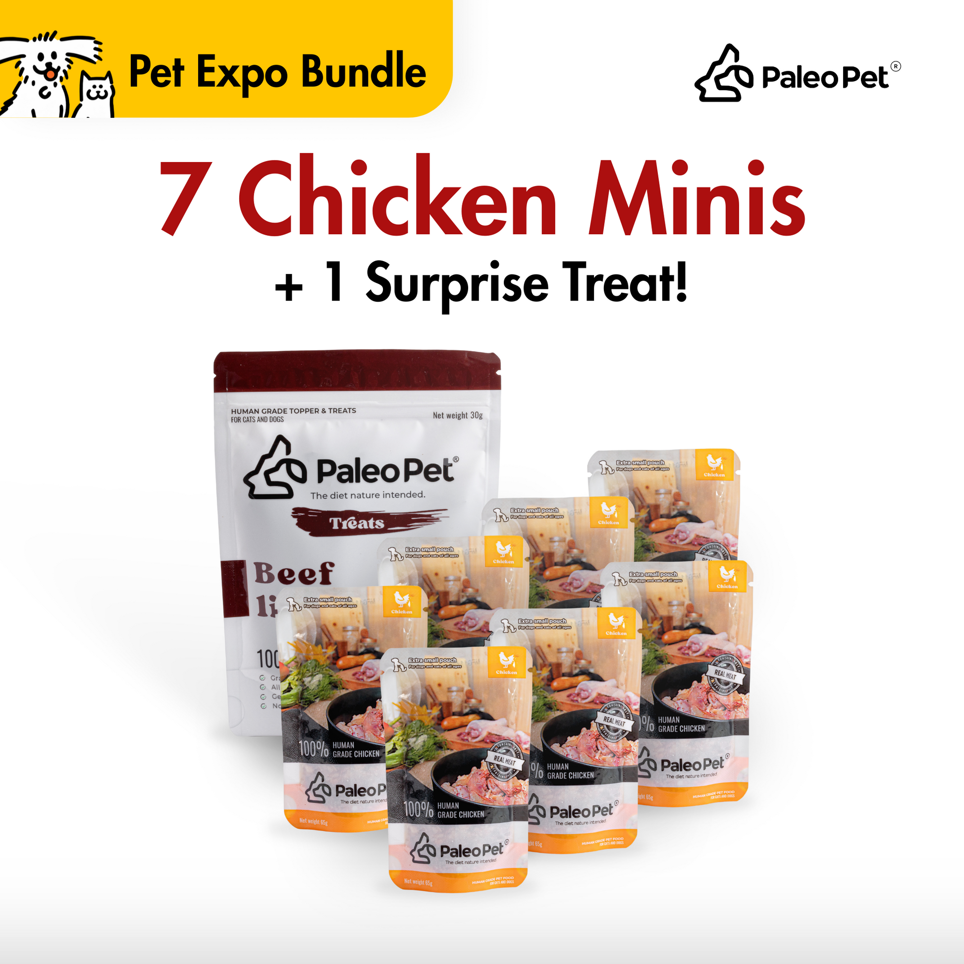 paleo pet expo bundle 7 chicken minis plus 1