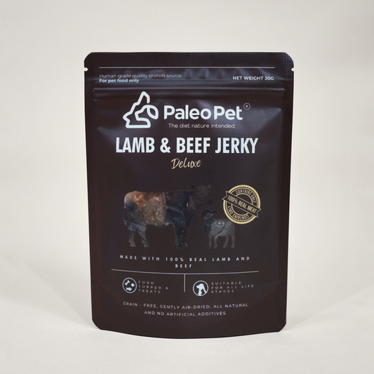 paleo pet lamb beef jerky White Front