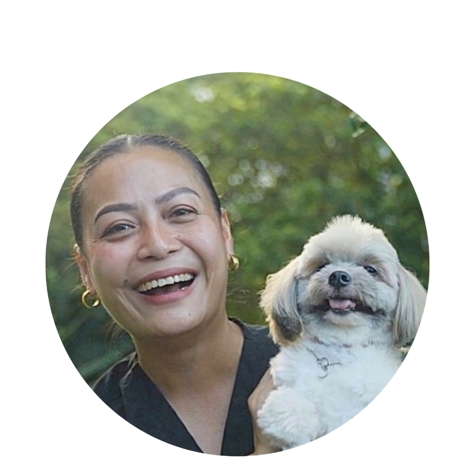 lady owner with her cute dog